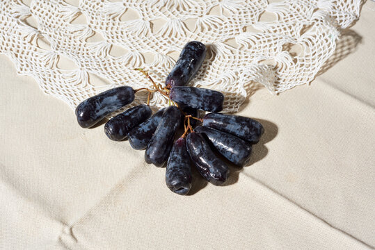 moon drop grapes on a crochet doily