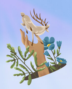 Human Living in harmony with nature and wildlife