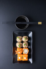 sushi with chopsticks