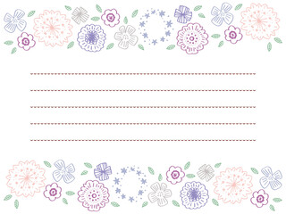 紫系フラワーお手紙フレーム