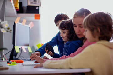 Woman working from  home