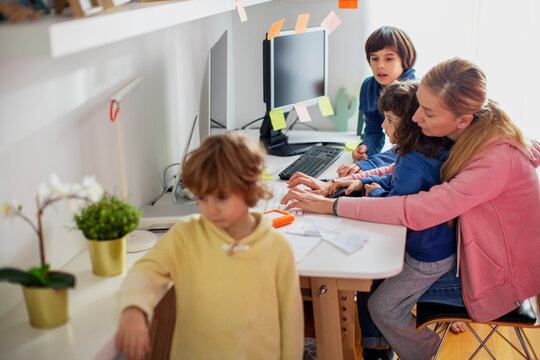 Woman working from  home