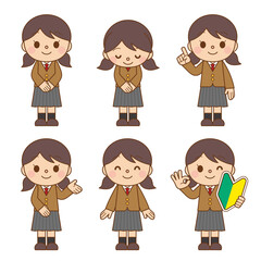 学生のポーズセット