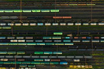 background of railway rails and wagons
