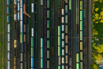 background of railway rails and wagons
