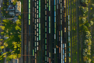 background of railway rails and wagons

