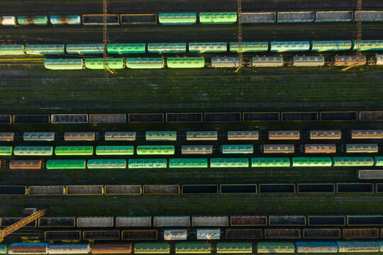 background of railway rails and wagons
