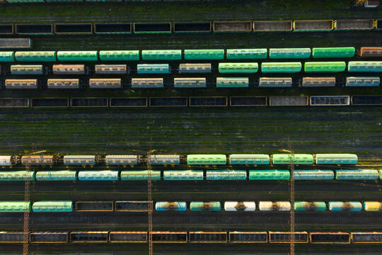 background of railway rails and wagons
