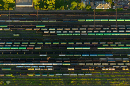 background of railway rails and wagons

