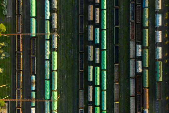 background of railway rails and wagons

