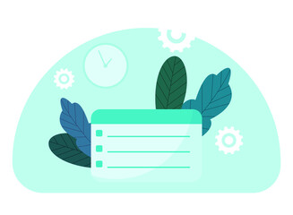 Scheduler. Flat illustration. Vector. Turquoise.