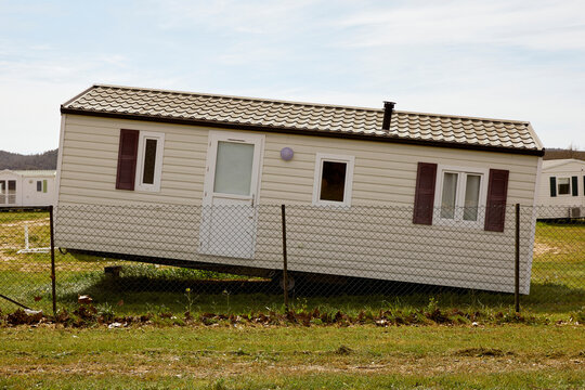 Broken trailer house in suburb