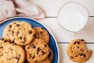 chocolate chip cookies and milk
