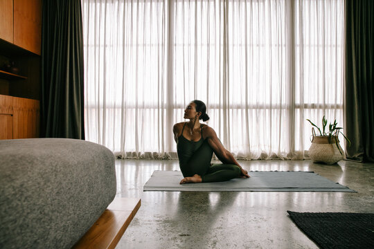 Yoga in Stylish Minimalist Room