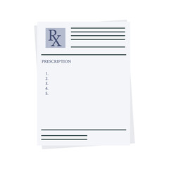 Rx form, prescription, medical paper document with medications. Realistic form of doctor's recipe template with pills. Healthcare concept, rx blank, pharmacy, clinic, hospital page.Vector illustration