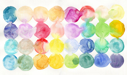 Watercolor colorful circles background 