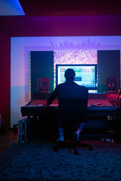 Studio Mixer Desk In A Professional Audio Studio.