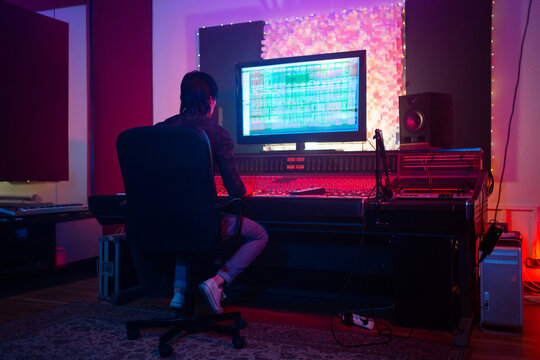 Studio Mixer Desk In A Professional Audio Studio.