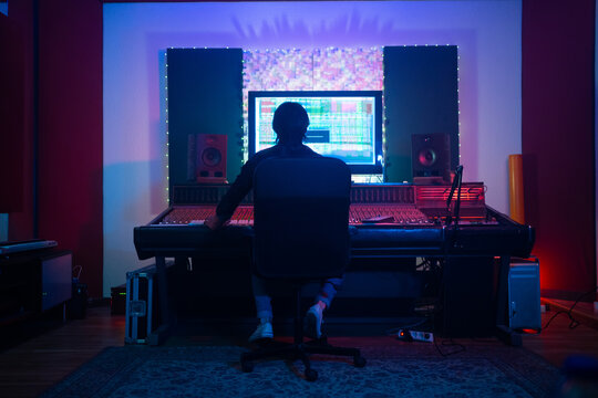 Studio Mixer Desk In A Professional Audio Studio.