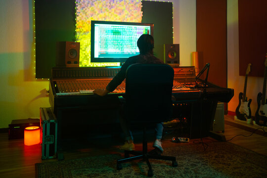 Studio Mixer Desk In A Professional Audio Studio.