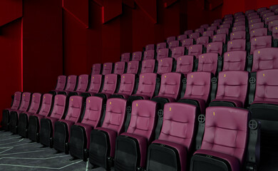 Closeup of theater seats, with a sense of order and design