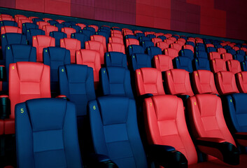 Closeup of theater seats, with a sense of order and design