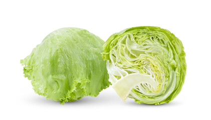 Green Iceberg lettuce on White