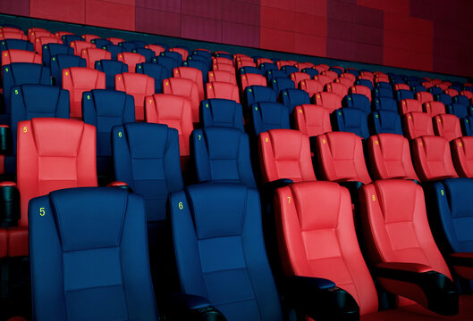 Closeup of theater seats, with a sense of order and design