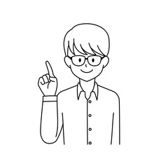 Business Glasses man pointing line drawing illustration