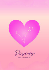 핑크 하트에 물고기자리 생일 별자리	
