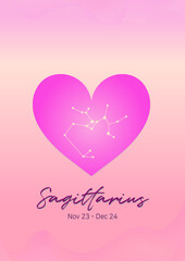 핑크 하트에 사수자리 생일 별자리	
