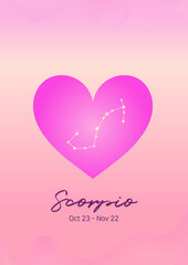 핑크 하트에 전갈자리 생일 별자리	
