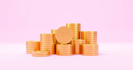 Minimal Coin Business investment and saving money concept. 3d render illustration.