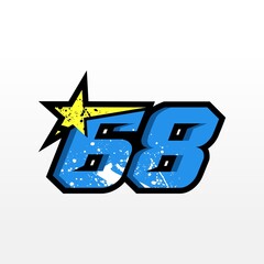Simple Star Racing Number 68