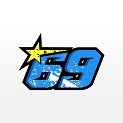 Simple Star Racing Number 69