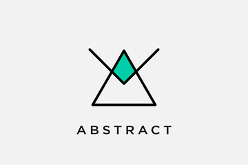 Naklejka premium vector abstract mountain spot icon logo design illustration. usable logo for application, web icon travel agency, adventure mono line logo design template