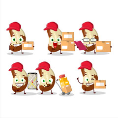 Cartoon character design of brazil nuts working as a courier