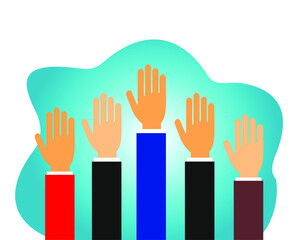 picture of a group of hands of various colors lifting up