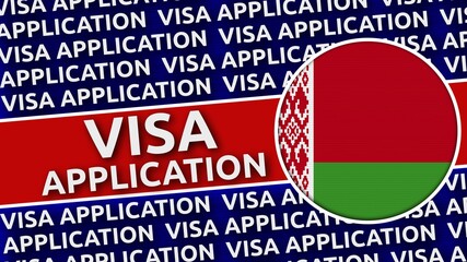 Belarus Circular Flag with Visa Application Titles - 3D Illustration