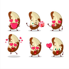 Brazil nuts cartoon character with love cute emoticon