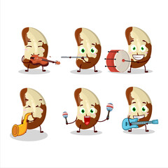 Cartoon character of brazil nuts playing some musical instruments