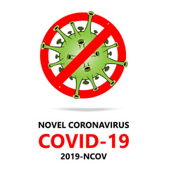 2019 novel coronavirus (2019-nCoV) Virus cell icon with text and vector illustration.