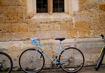 Fototapeta na wymiar Vintage bike parked on a wall