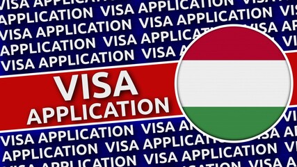 Hungary Circular Flag with Visa Application Titles - 3D Illustration