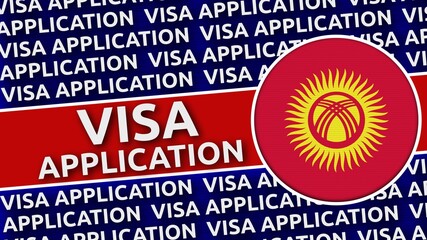 Kyrgyzstan Circular Flag with Visa Application Titles - 3D Illustration