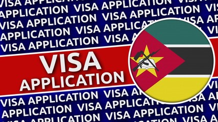 Mozambique Circular Flag with Visa Application Titles - 3D Illustration