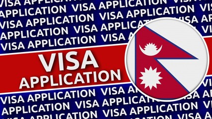 Nepal Circular Flag with Visa Application Titles - 3D Illustration