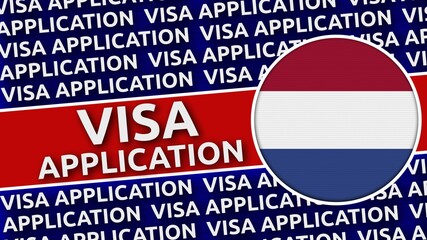 Netherlands Circular Flag with Visa Application Titles - 3D Illustration