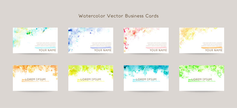 business card template. colorful watercolor vector background