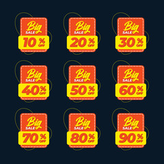 set of big sale discount tag design template